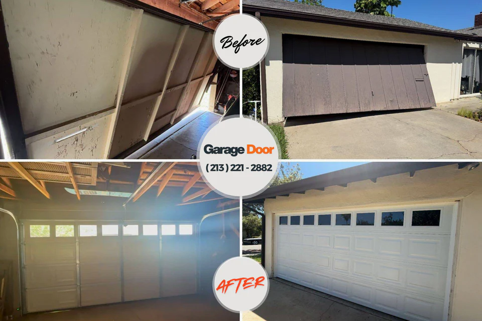 Before and after: garage door repair South Fallsburg, NY